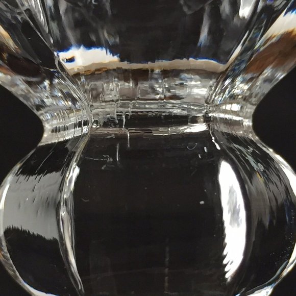 Clear Art Glass Candlestick Holder Hexagonal Base Knobbed Cut Glass Vintage - Picture 10 of 12